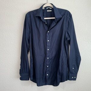 Suitsupply Dress Shirt Men 15.5 39 Navy Blue Traveller Extra Slim Fit Business